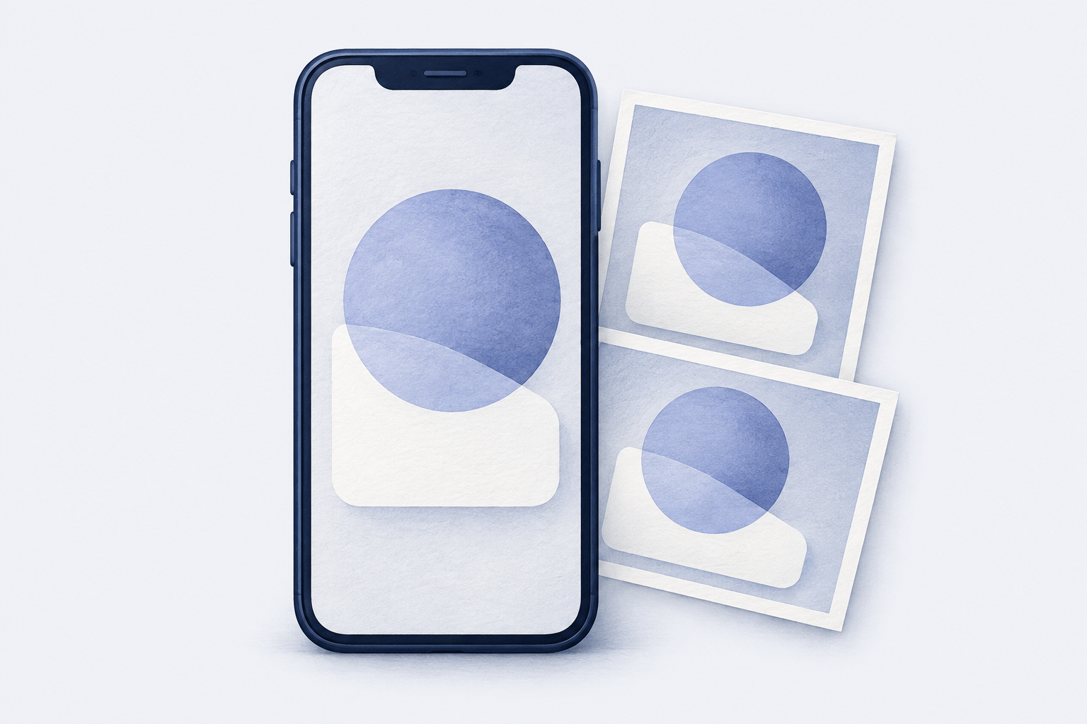スマホの小さな画面と、画面を撮った画像が何枚も重なるイメージ